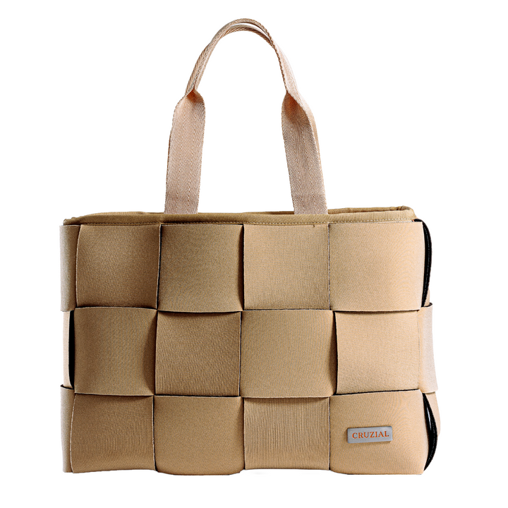 "ÓRBITA" BOLSO TEJIDO GRANDE - BEIGE