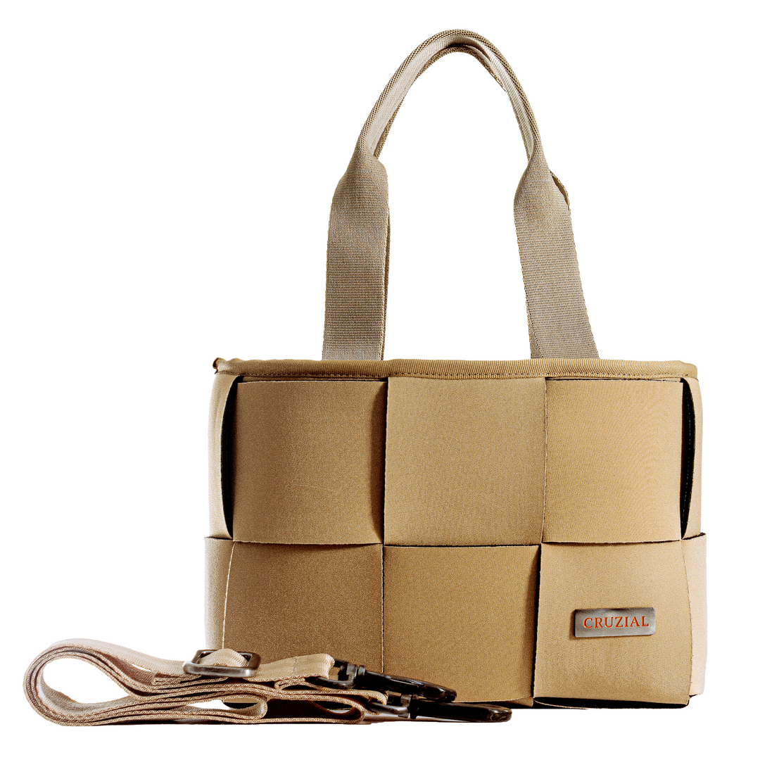 "ÓRBITA" BOLSO TEJIDO PEQUEÑO - BEIGE