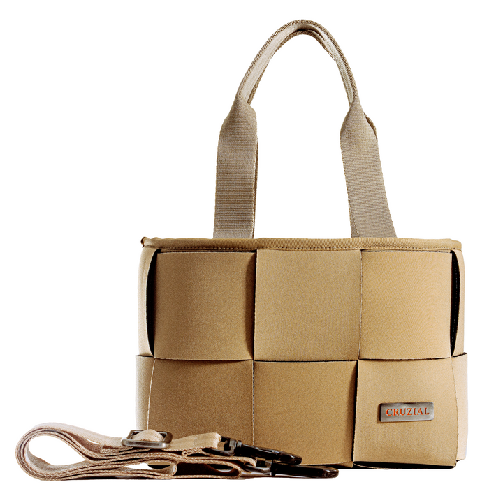"ÓRBITA" BOLSO TEJIDO PEQUEÑO - BEIGE