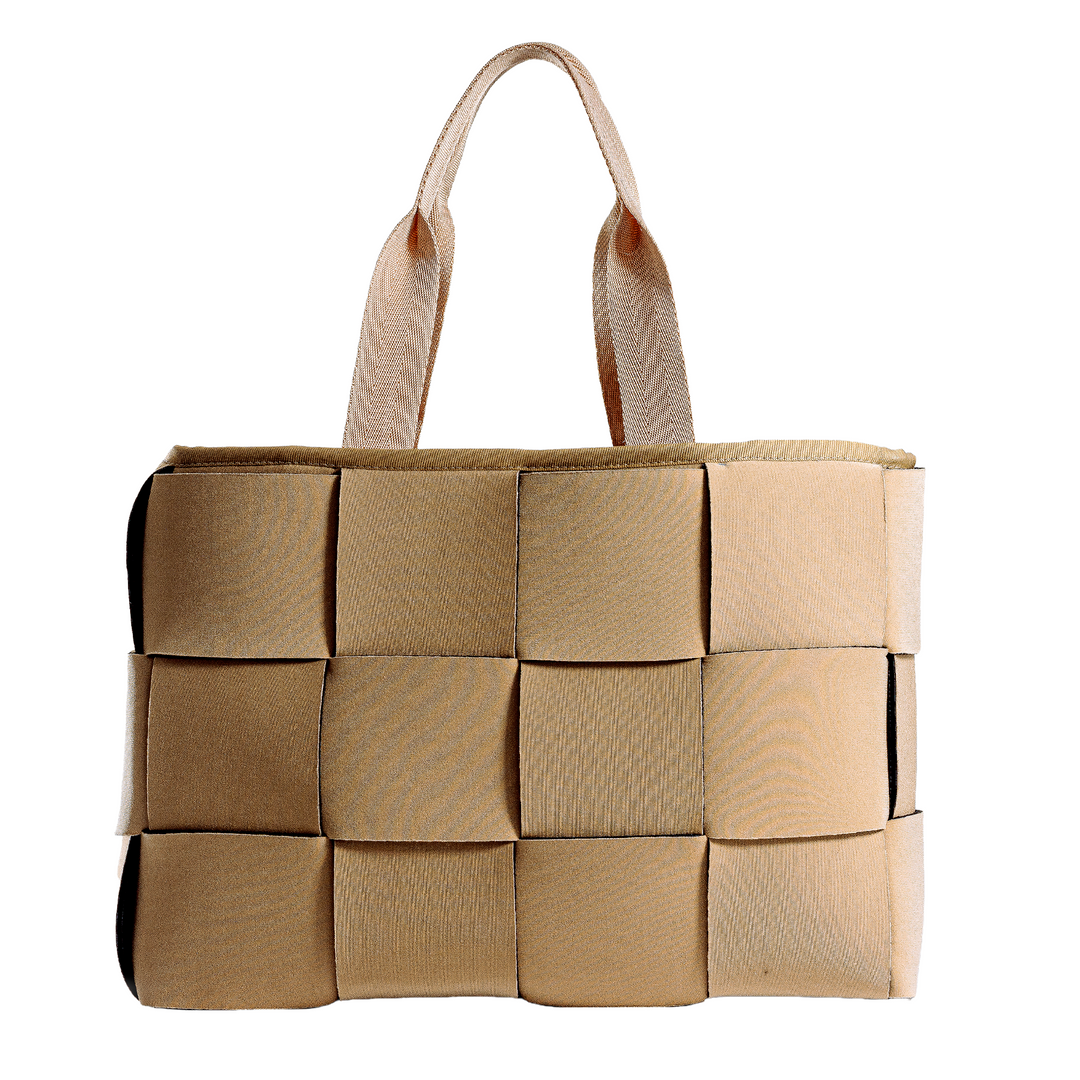 "ÓRBITA" BOLSO TEJIDO GRANDE - BEIGE